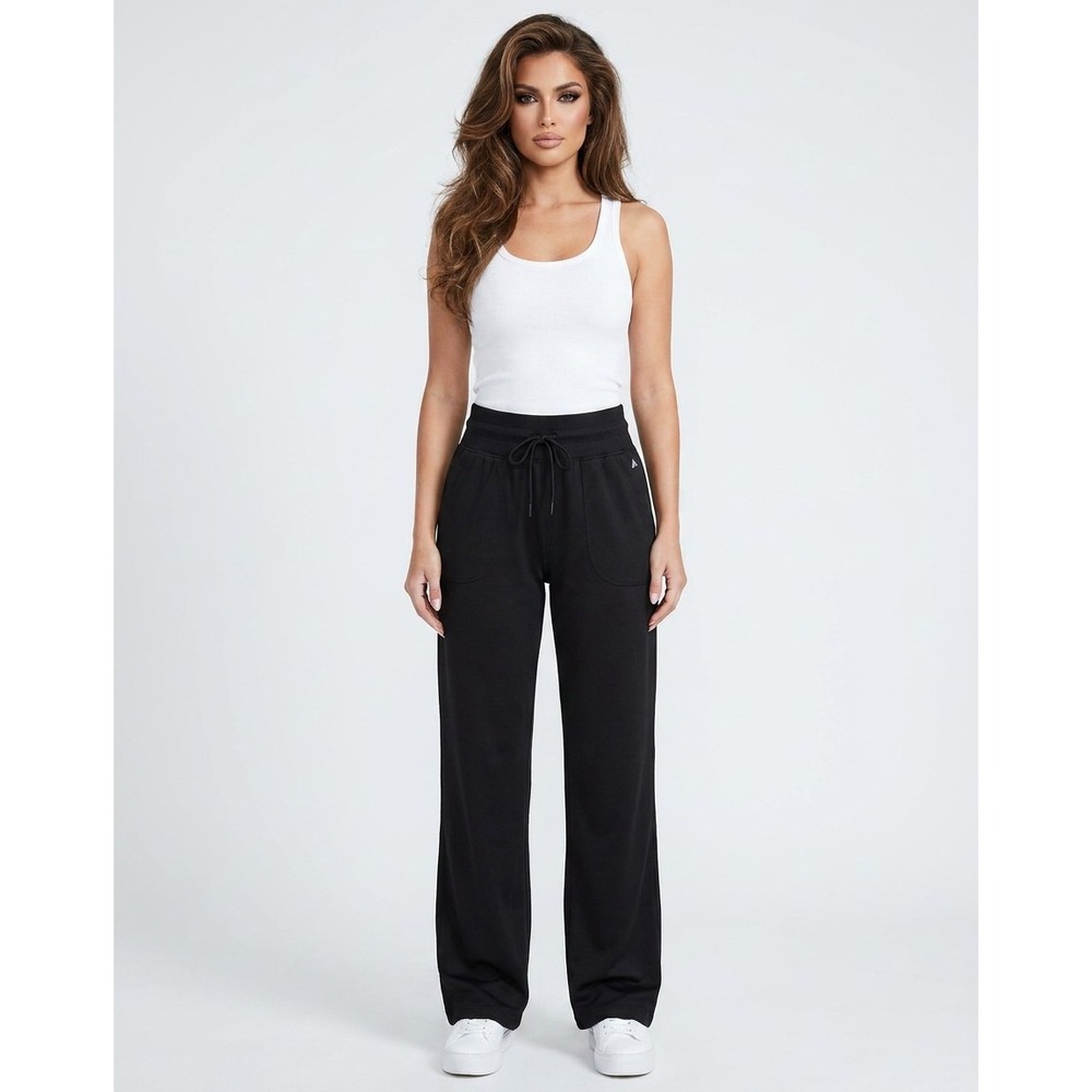 Cali Sport Pants Womens XL Black Wide Leg Pull On Lounge Athleisure Minimalist